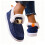 Damen-Slipper aus Canvas, gefüttert, bequem, blau, Größe 4