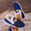 Damen-Slipper aus Canvas, gefüttert, bequem, blau, Größe 7