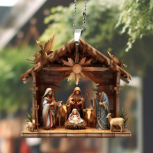 Acrylic 3D Nativity Ornament for Car Mirror Bag Keychain