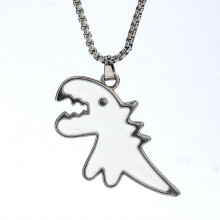 Hip-Hop Dinosaur Dragon Necklace White