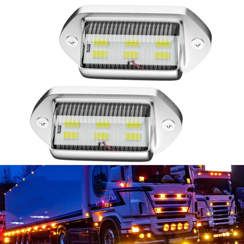 Éclairage de plaque d'immatriculation à LED blanche étanche CC 6-SMD 2