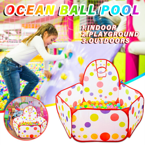 Foldable Kids Playpen with Ball Pit Balls, Portable Safe