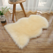 Beige Yellow Plush Area Rug 20 x 32 Inch Faux Fur Shaggy