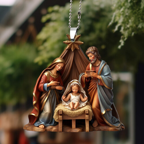 Acrylic 3D Nativity Ornament for Car Mirror Bag Keychain