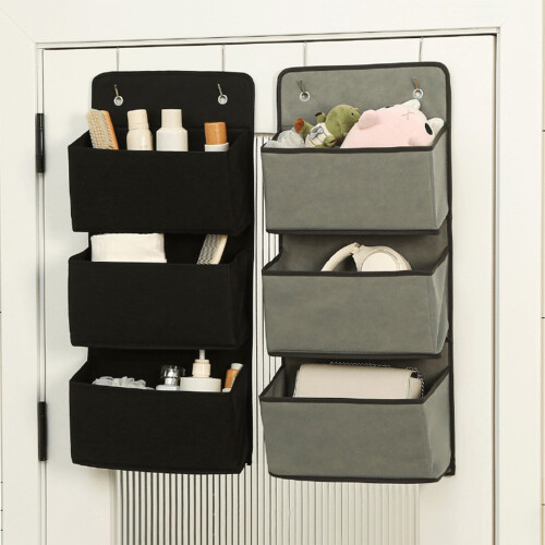 Hanging Storage Bag Gray 3-Tier Large Capacity