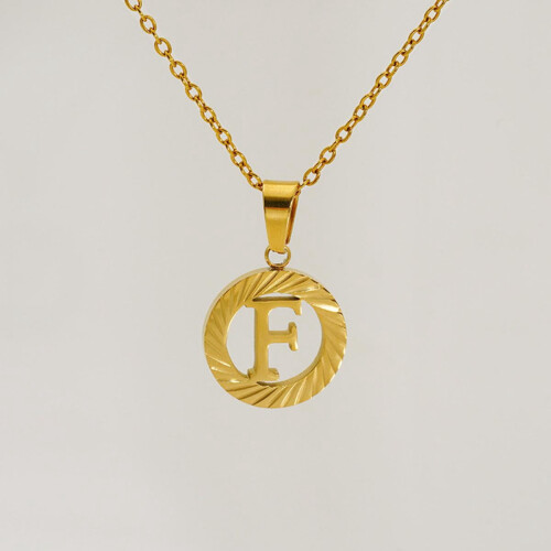 Collier pendentif initial AZ rond plaqué or 18 carats 2