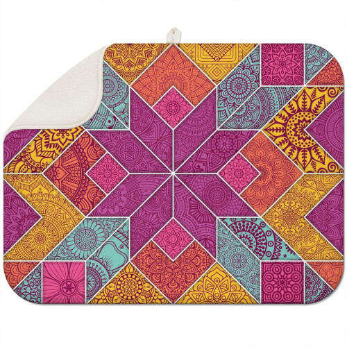 Boho dish mat microfiber 18x24 inch floral foldable washable