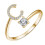 18K Gold Plated Adjustable Open Letter Ring A-Z for Women 1