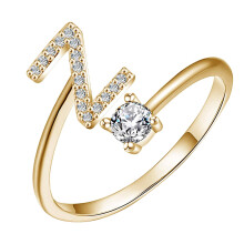18K Gold Plated Adjustable Open Letter Ring A-Z for Women