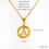 Collier pendentif initial AZ rond plaqué or 18 carats 7