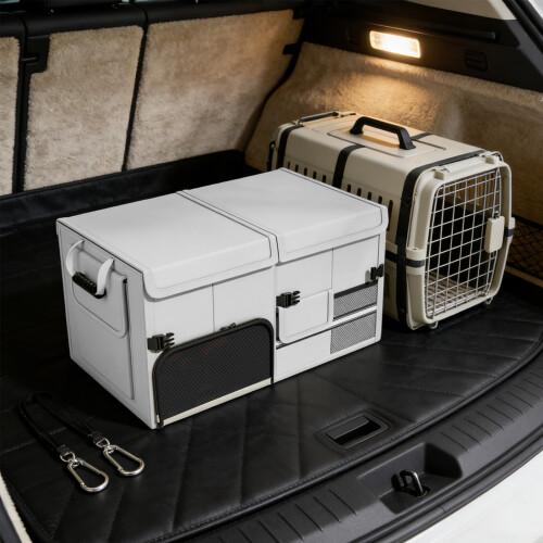 Car Trunk Organizer with Lid Gray Foldable Waterproof
