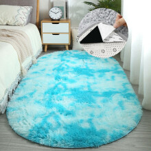 Oval Shaggy Area Rug Light Blue 31 x 63 Inch