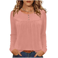 Women's Casual Pullover Top Round Neck Three-Quarter Sleeve