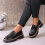 Γυναικεία Loafers από PU δέρμα με στρογγυλή μύτη, χοντρή σόλα, μέγεθος US8.5 6