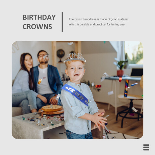 Fødselsdagsfestkrone rekvisit til voksne, 1 sæt 2