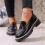 Γυναικεία Loafers από PU δέρμα με στρογγυλή μύτη, χοντρή σόλα, μέγεθος US8.5 8