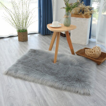 Soft Fluffy Faux Sheepskin Rug 16 x 24 Inch Gray