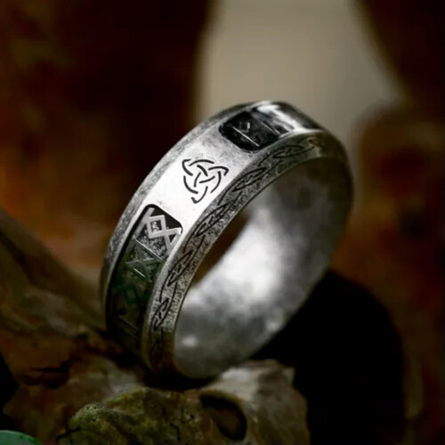 Viking Runer Vielsesring Rustfrit Stål Herre Størrelse 8 1