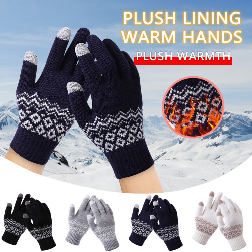 Knitted Wool Gloves Windproof Touchscreen Unisex 2
