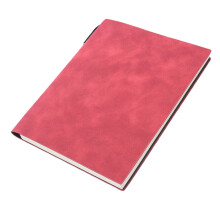Watermelon Red A5 Soft Leather Notebook with Pen Holder 1