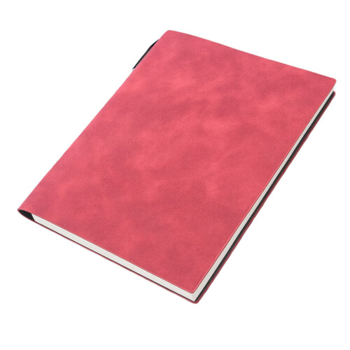 Watermelon Red A5 Soft Leather Notebook with Pen Holder 1