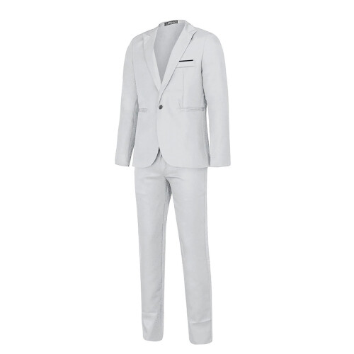 Men's Slim Fit Solid 2-Piece Suit Set