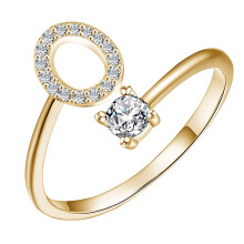 18K Gold Plated Adjustable Open Letter Ring A-Z for Women