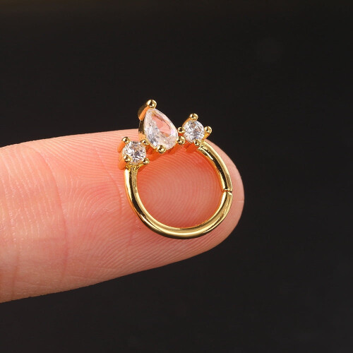 Titanium neusring met micro-kubieke zirkonia 2