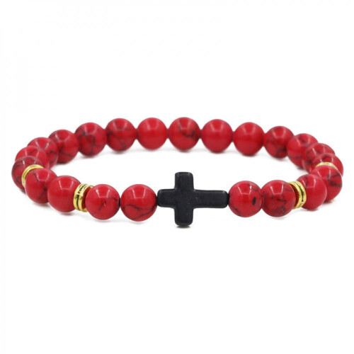 Pulseira de contas de ônix e olho de tigre, joia religiosa para 1