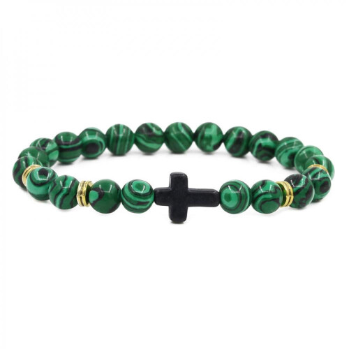 Pulseira de contas de ônix e olho de tigre, joia religiosa para 2