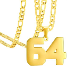 Stainless Steel Sports Necklace Gold Number 64