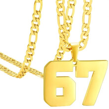 Stainless Steel Sports Necklace Gold Number 67