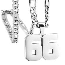 Stainless Steel Sports Necklace Silver Number 66
