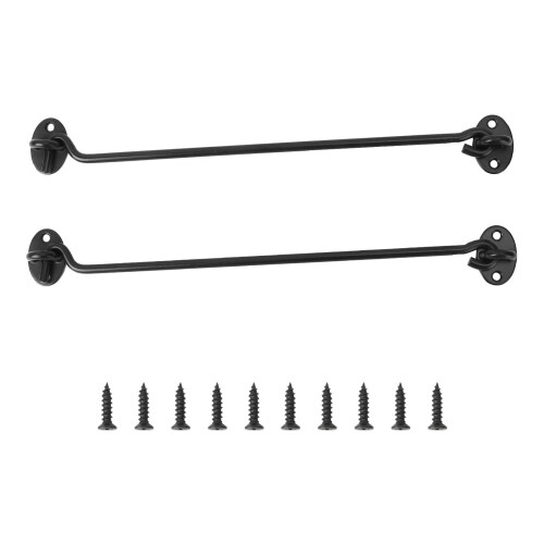 Hook and Eye Lock for Barn Door 12 Inches Black 2 Pack