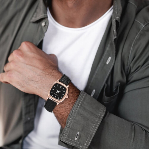 Relógio de quartzo retrô quadrado – compatível com pulseiras de 20 mm/16 mm. 1