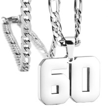 Stainless Steel Athlete Number Necklace Silver 60
