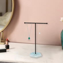 Jewelry Stand T-Shape Metal with Stone Base 1pc