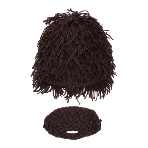 Knitted Beard Hat Winter Cold-Weather Cap Coffee