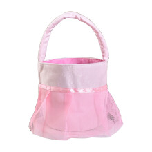 Easter basket candy bag pink soft tote 8.9x9 inches