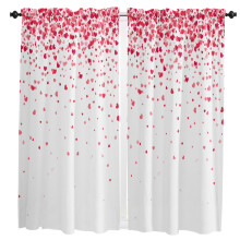 Red Heart Plaid Curtains for Living Room Bedroom Kitchen