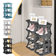 Shoe Rack Entryway Cabinet 4-Tier Plastic 21.26In