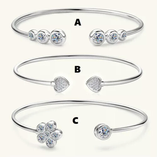 Βραχιόλι Moissanite με σχέδιο από ασήμι 925, με κοίλο σχέδιο 1