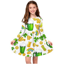 Girls St Patrick's Day dress long sleeve round neck festive