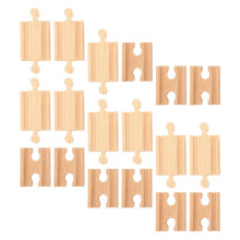 Wooden Train Tracks Set - Natural Wood, 18 Pieces