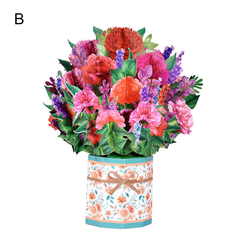 Χειροποίητη κάρτα Pink Rose Pop Up 3D με ευχετήρια κάρτα 1