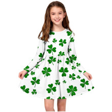 Girls St Patrick's Day Dress Long Sleeve Round Neck Holiday