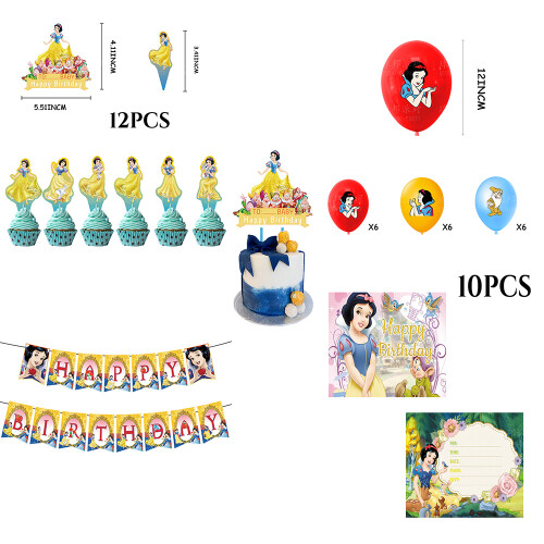 Ensemble de décorations pour fête d'anniversaire de princesse (12 pièces) 1