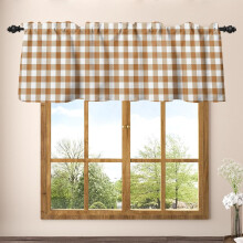 Renaiss Farmhouse Linen Valances Buffalo Plaid Orange White