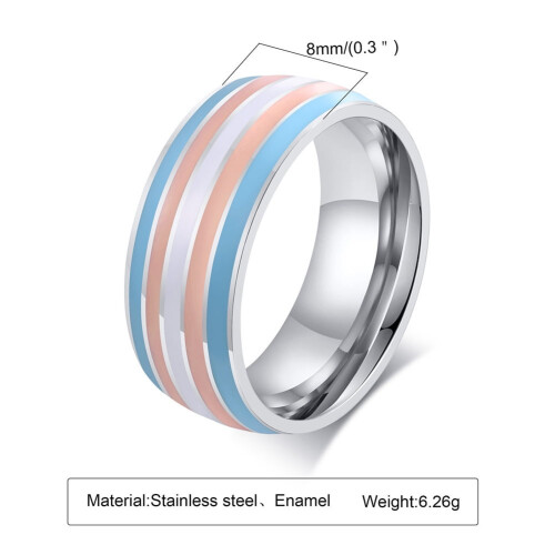 Regenbogen-Pride-Ring, Edelstahl, Unisex-Ehering, Größe 1