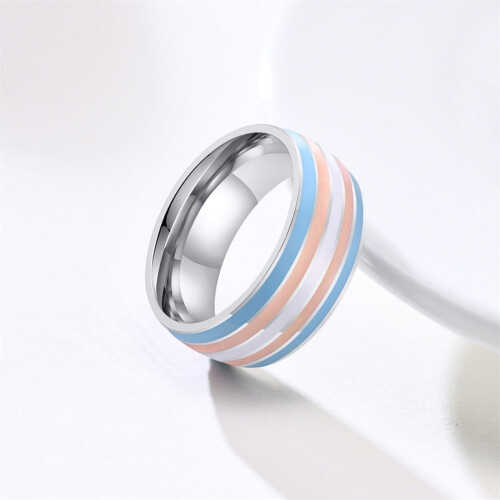 Regenbogen-Pride-Ring, Edelstahl, Unisex-Ehering, Größe 2